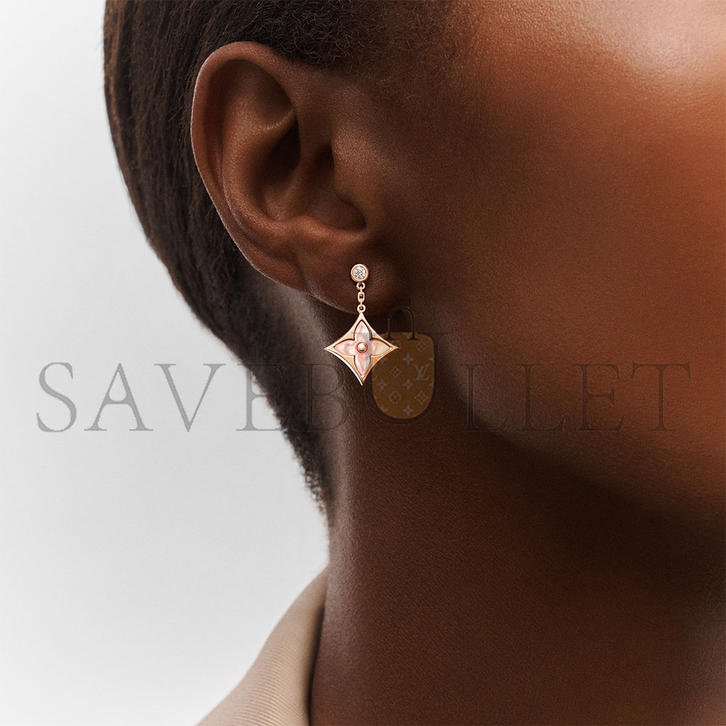 LOUIS VUITTON COLOR BLOSSOM BB STAR ROSE GOLD, PINK MOTHER-OF-PEARL AND DIAMOND EARRINGS Q96667